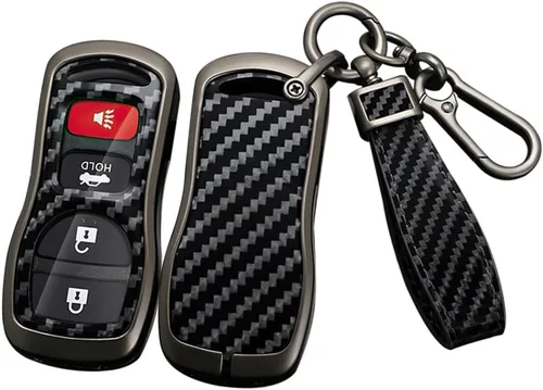 ontto Funda para llave de automóvil Nissan 2002 en adelante, diseño de carbono, antiarañazos, para Infiniti FX35, FX45, QX4, color negro