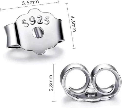 Miniatura 2 de S925 Parte trasera de aretes de plata de ley de repuesto para tachuelas, 12 piezas/6 pares de respaldos de aretes perforados seguros para postes