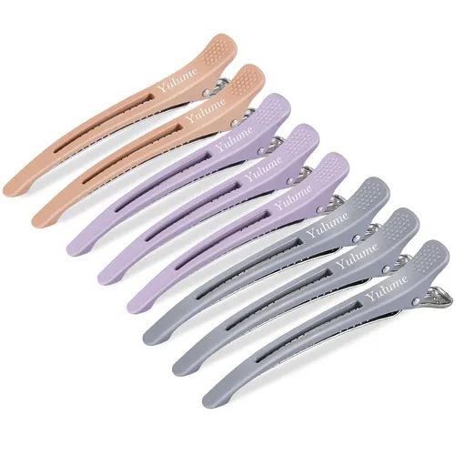Miniatura 13 de Paquete de 12 clips para seccionamiento de cabello, clips de pico de pato sin arrugas con banda de silicona, 4.4 pulgadas, antideslizantes