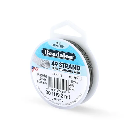 Miniatura 27 de Beadalon Alambre de cuerda de cuentas de acero inoxidable de 49 hebras, 0.024 pulgadas / 0.024 in, oro satinado, 30 pies / 30.2 ft Dorado satinado