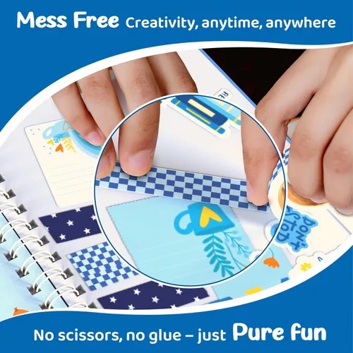 Miniatura 7 de jackinthebox Kit de diario calmante para niñas de 8 a 12 años, 242 piezas, juego de diario de recortes para adolescentes y adolescentes, 10 Azul