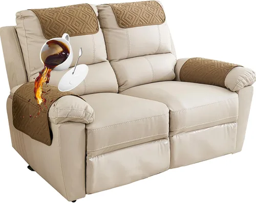 Miniatura 24 de Funda para Reposabrazos de Sofá, Funda para Reposacabezas de Silla Reclinable, Funda de Sillón con Bolsillos, Protector de Muebles Acolchado Beige