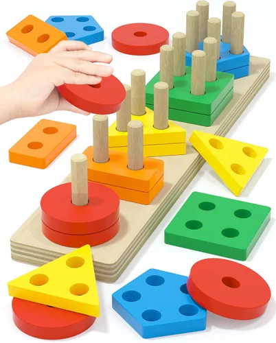 Yetonamr Juguetes Montessori para niños y niñas de 1, 2, 3 años de edad, regalos de cumpleaños, juguetes sensoriales de madera para niños de 2 a 4
