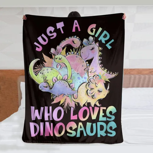 Miniatura 3 de Manta con texto en inglés «Just A Girl Who Loves Dinosaurs», bonita manta decorativa de dinosaurios, regalos para niñas, súper cálida, suave y Solo