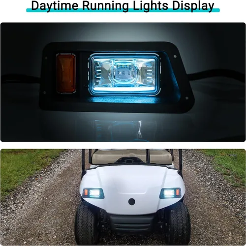 Miniatura 5 de 10L0L Kit de luces para carrito de golf para Yamaha G14 G16 G19 G22 - Kit de faros delanteros y luces traseras legales de calle con convertidor