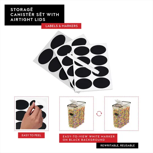 Miniatura 5 de DWËLLZA KITCHEN Contenedores de Almacenamiento de Cereales EXTRAGRANDES (6.3L / 213OZ) Juego de 2 Dispensadores de Cereales a Granel Tamaño Familiar
