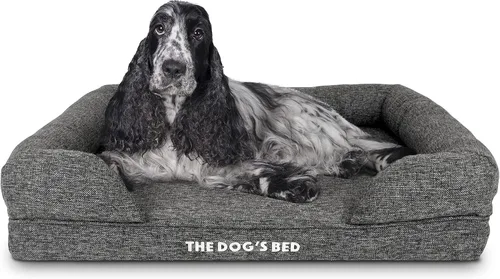 Miniatura 24 de The Dog's Bed - Cama ortopédica de espuma viscoelástica para perros medianos, colchón de soporte de alta densidad, entrada frontal baja, funda negro