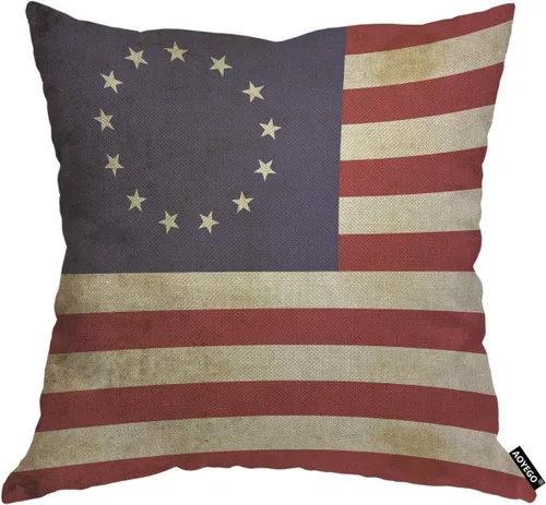 AOYEGO Funda de almohada patriótica con diseño de bandera de los Estados Unidos, diseño de rayas vintage, Día de la Independencia, 18 x 18 pulgadas,