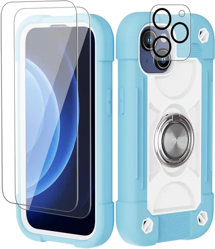 Miniatura 154 de Funda para iPhone 11 de 6.1 pulgadas con soporte de anillo, con 2 protectores de pantalla de vidrio, resistente a los golpes, resistente a