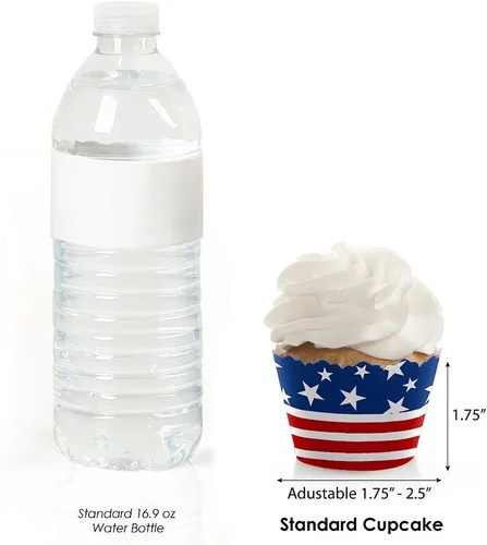 Miniatura 3 de Big Dot of Happiness Estrellas y rayas – Día de los Caídos, 4 de julio y Día del Trabajo de Estados Unidos, decoración patriótica para cupcakes