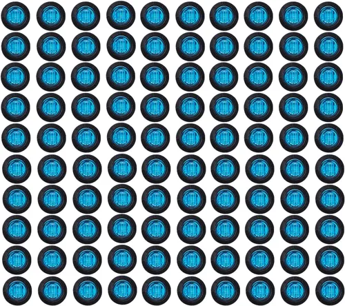 TMH 100 luces indicadoras laterales redondas de 3/4 pulgadas de 3/4 pulgadas, 3 LED, 12 V CC (azul (100 unidades)
