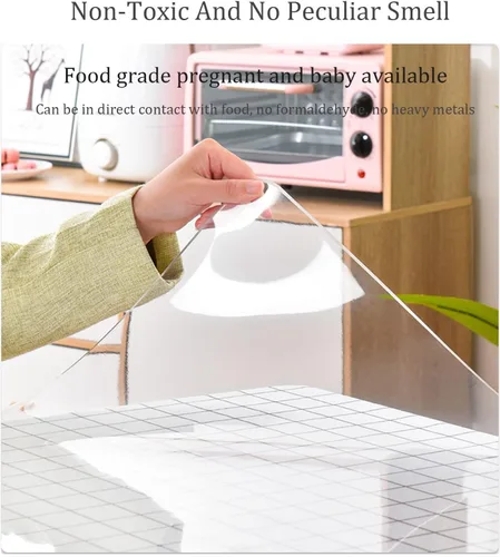Miniatura 3 de Protector de escritorio transparente de PVC, cubierta de plástico de 1/0.059 in de grosor, impermeable, resistente al aceite, mantel rectangular