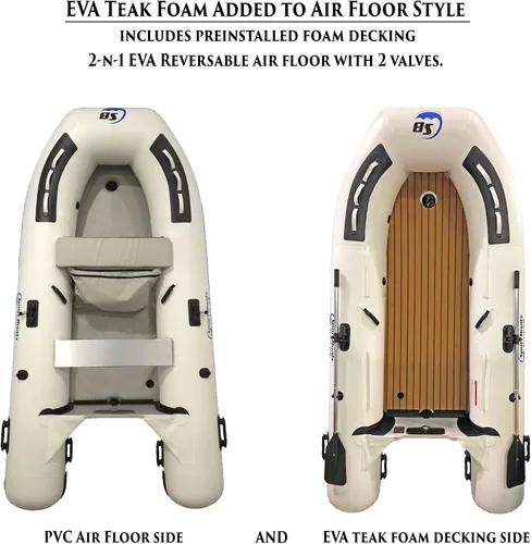 Miniatura 7 de Dolphin - Barco de pesca de 8.8 pies con PVC soldado con calor duradero - Barco inflable fácil de instalar y ligero - Compatibilidad con motor de 10