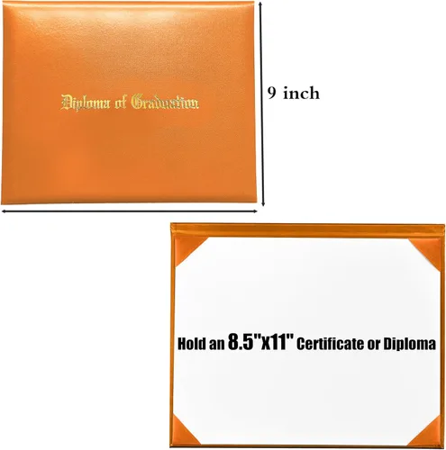 Miniatura 2 de MyGradDay Cubierta de diploma impresa 8.5x11 titular del diploma de graduación cubierta de cuero liso tamaño carta naranja