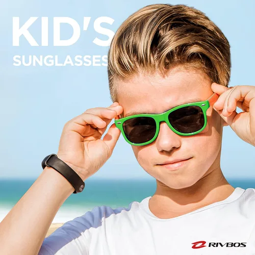 Miniatura 2 de Lentes de sol de goma Rivbos RBK004, flexibles, para niños lentes para bebés y niños de 3-10 (vidrio espejado disponible).