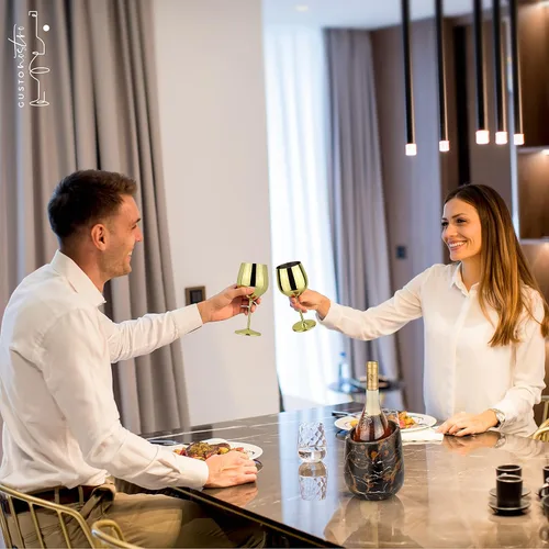 Miniatura 6 de Gusto Nostro Cubo enfriador de vino de mármol, enfriador de botellas de vino de 25.4 fl oz y enfriador de champán para fiesta, cocina, decoración