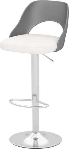 Miniatura 31 de HENGJIANYI Taburete de bar giratorio ajustable en altura con respaldo hueco, silla tapizada con base de metal negro, asiento negro