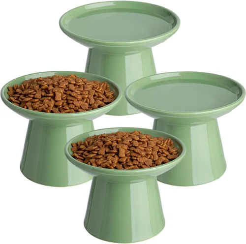 Miniatura 14 de Cuencos de Cerámica Extra Anchos Elevados de 6.2 Pulgadas para Gatos, Juego de Cuencos de Comida y Agua para Gatos Mayores Grandes y Perros Blanco-4