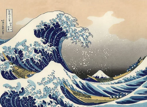 Katsushika Hokusai The Great Wave Off Kanagawa - Póster de pared japonés (laminado, 18 x 24 pulgadas)