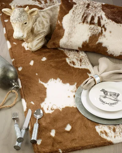 Miniatura 4 de SARO LIFESTYLE Almohada de piel sintética con diseño de piel vaca, solo funda
