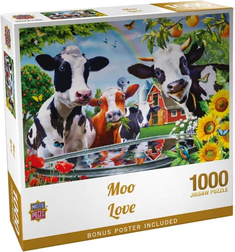 Miniatura 10 de MasterPieces - Rompecabezas de 300 piezas, formas grandes de agarre EZ, Moo Love, divertido para adultos, personas mayores, familia, niños, acabado
