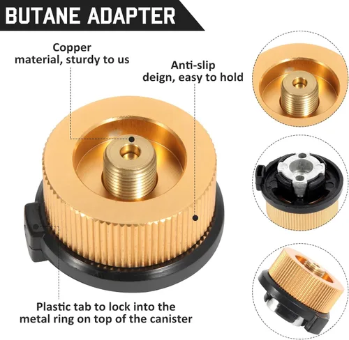 Miniatura 5 de Juego de adaptadores de recambio de propano/isobutano/butano de 3 piezas - Válvula adaptadora de recarga de estufa de camping para tanque de gas