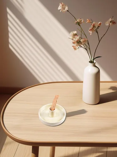 Miniatura 3 de Soporte Palo Santo, quemador de incienso de cerámica para madera de Palo Santo o palo de incienso perfumado, color beige Amarillo