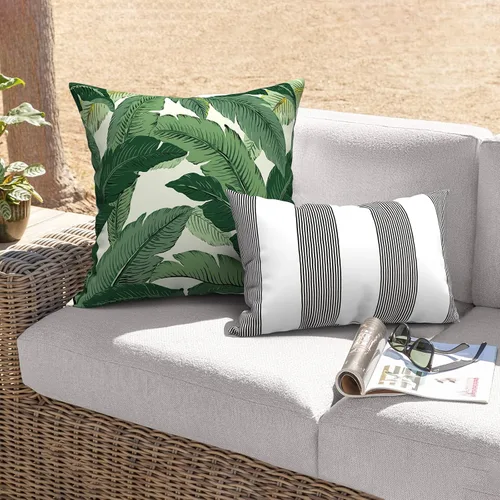 Miniatura 895 de Juego de 2 almohadas para exteriores de 16 x 16 pulgadas, repelentes al agua con interiores, para muebles de patio, hogar, jardín, geometría bohemia