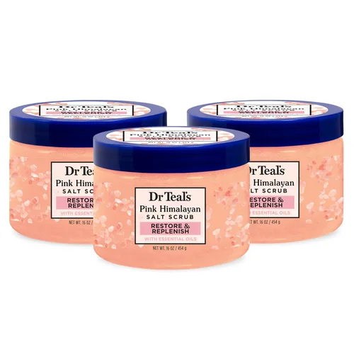 Miniatura 12 de Dr Teal's Exfoliante corporal con sal del Himalaya rosa, resplandor y resplandor con sal pura de Epsom y aceites esenciales cítricos, 16 onzas