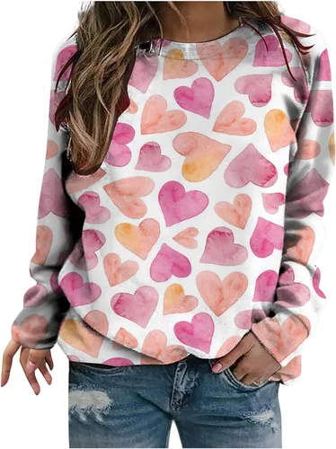 Miniatura 5 de Sudadera de manga larga con estampado de leopardo y corazón para mujer, para el día de San Valentín, sin botones, para niñas, regalos