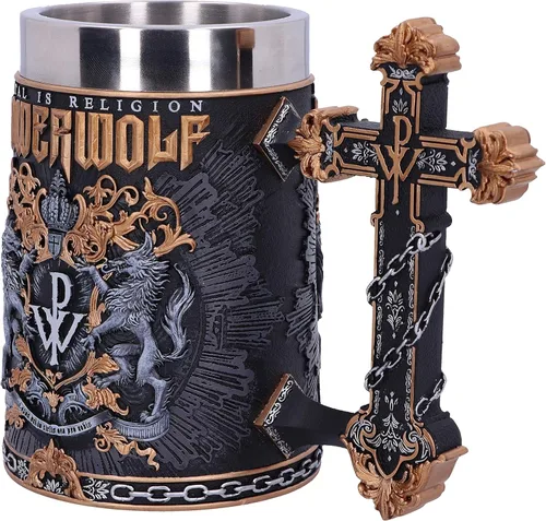 Miniatura 2 de Nemesis Now Jarra de Metal con Licencia Oficial de Powerwolf Metal is Religion Banda de Rock, Negra Powerwolf Metal es religión