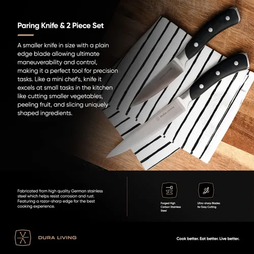 Miniatura 2 de DURA LIVING Cuchillo de pelar, cuchillo de cocina profesional de 3.5 pulgadas, cuchillo alemán de acero inoxidable de alto carbono ultra afilado
