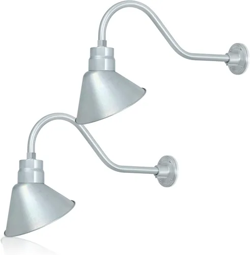 Miniatura 37 de Lámpara de señal de cuello de cisne con pantalla angular negra satinada de 10 pulgadas con brazo de extensión largo de 22 pulgadas, aplique de pared