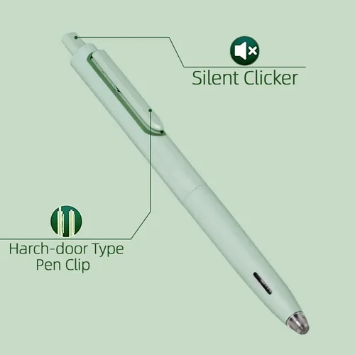 Miniatura 2 de XIZE SH Bolígrafos de tinta negra para escribir notas y tomar notas de 0.020 in (0.020 in) de presión silenciosa, 6 unidades, barril verde