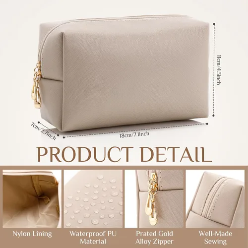 Miniatura 2 de Sanwuta 9 bolsas de maquillaje a granel de poliuretano con doble cremallera, bolsa de cosméticos, artículos de tocador de maquillaje, bolsa pequeña