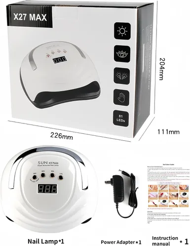 Miniatura 8 de Lámpara de uñas LED UV con 81 cuentas, lámparas de curado de uñas de 380 W para esmalte de gel con sensor automático/4 ajustes de temporizador