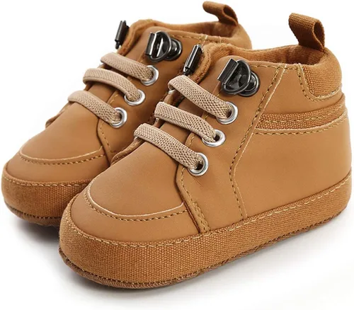 Babelvit Zapatillas de lona con suela suave para bebé y niña, con cordones y cordones para bebé, botas unisex jasta el tobillo recién nacidos