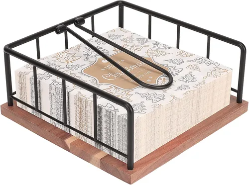 Livabber Servilletero Plano, Almacenamiento de Servilletas de Cocina de Metal con Brazo de Tensión con Peso, Dispensador Rústico de Papel Tissue