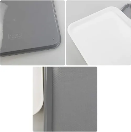 Miniatura 3 de Paquete de 6 bandejas redondas blancas para servir, bandeja de plástico para cafetería, color blanco