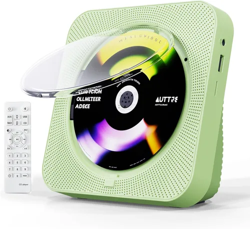 Miniatura 11 de Reproductor de CD portátil Bluetooth 5.1 reproductor de CD de escritorio con altavoces de sonido de alta fidelidad, control remoto, cubierta Negro