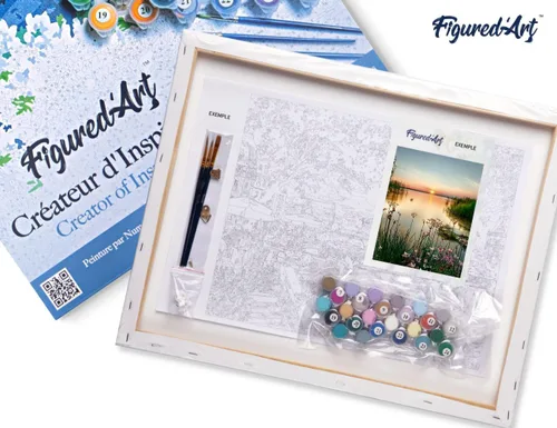 Miniatura 5 de Figured'Art Pintura por Números para Adultos con Marco Lago Pacífico 16"x20" - Kit de Manualidades de Pintura Artística DIY Lienzo Ya Estirado en un