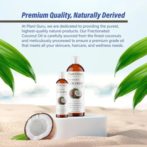 Miniatura 3 de Plant Guru Aceite de coco fraccionado 16 fl. oz. 100% puro MCT natural portador – Crema hidratante para piel, cara, cuerpo, masaje y crecimiento