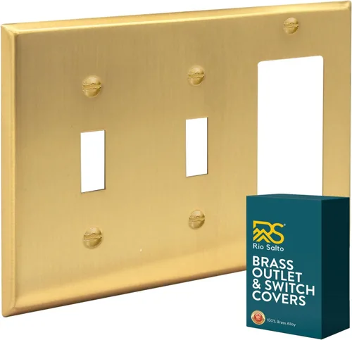 Miniatura 30 de Rio Salto BRASS - Cubierta de pared de metal dúplex dorada, cubierta de interruptor de luz, placa de pared para receptáculo dúplex individual, 1