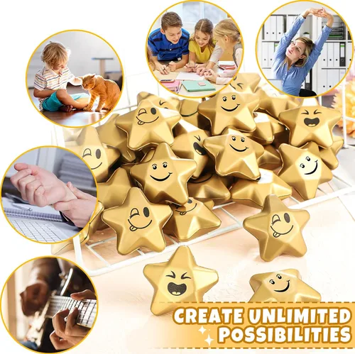 Miniatura 5 de Deekin 36 Piezas Bolas de Estrés con Forma de Estrella Mini Pelotas de Espuma Juguetes para Aliviar el Estrés para Adolescentes y Adultos Rellenos