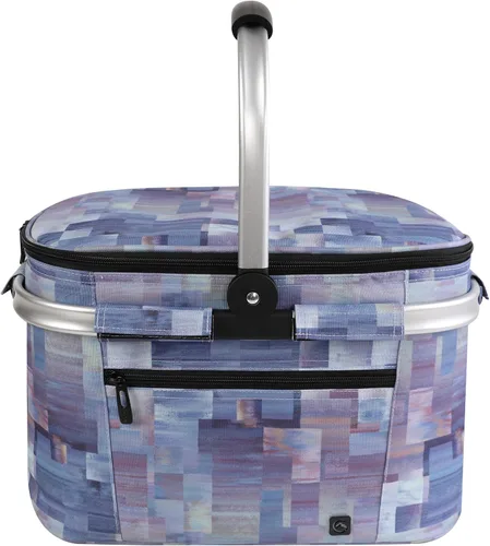 Miniatura 11 de ALLCAMP Cesta de pícnic, 2 cajas de hielo incluidas con enfriador aislado de 32 litros, cesta de picnic plegable gruesa con cestas extraíbles