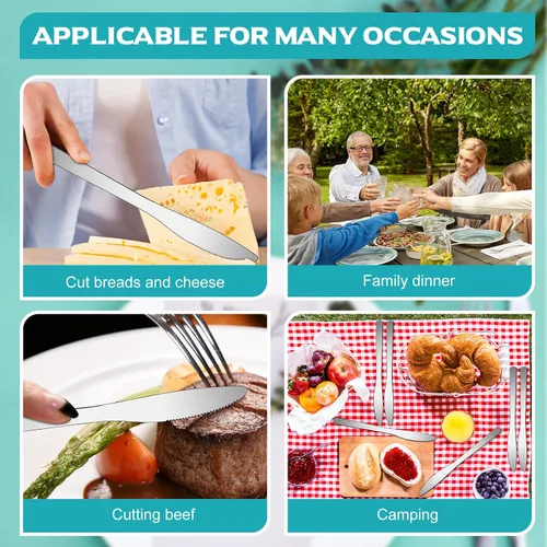 Miniatura 3 de Gisafai 150 cuchillos de cena de acero inoxidable de 8.3 pulgadas, cuchillos separadores de cubiertos, cuchillo de mantequilla duradero para mesa