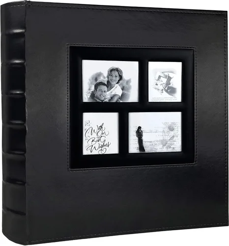 Miniatura 43 de Álbum de Fotos 4x6 para 300 Fotos Cubierta de Cuero PU Página Interior Negra para Álbumes de Boda Libro de Fotos Familiar Bebé Aniversario Bolsillo