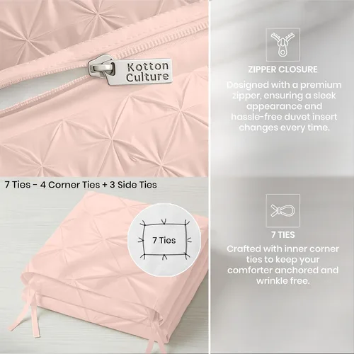Miniatura 27 de Kotton Culture 1 Pc Twin/Twin XL Size Pinch Pleated - Pintuck Duvet Cover Only - 100% Egyptian Cotton Sateen -1000 TC Luxury Comforter Cover-Zipper