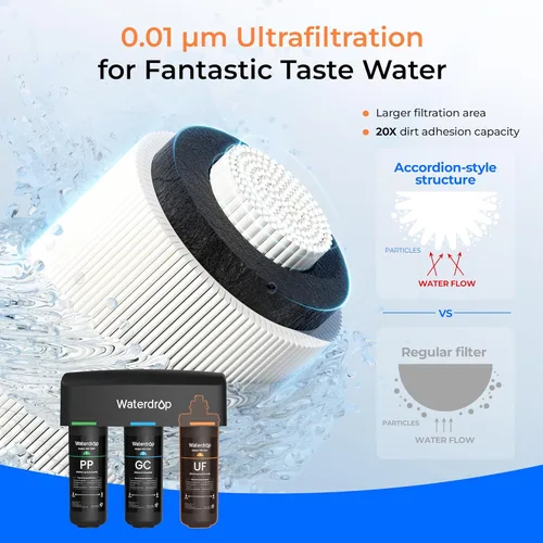 Miniatura 3 de Waterdrop WD-10UF - Filtro de agua para debajo del fregadero, repuesto para Waterdrop WD-TSA-UF Sistema de filtro de agua de 3 etapas para debajo