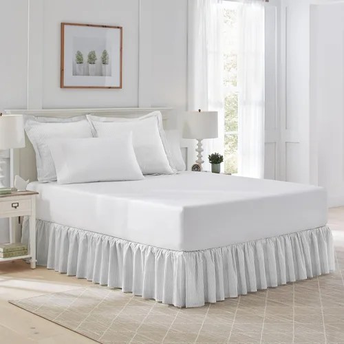 Miniatura 8 de Laura Ashley - Falda de cama individual, tela 100% algodón con una construcción suave y ligera, longitud de caída de 14.5 pulgadas, diseño de ropa